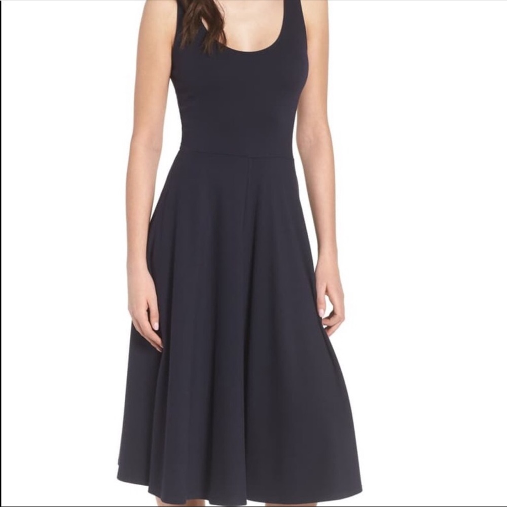 Leith stretch knit midi dress with pockets